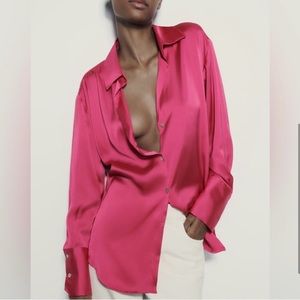 ZARA button down blouse in pink